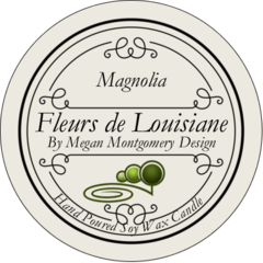 magnolia scented soy candle melts Fleurs de Louisiane logo